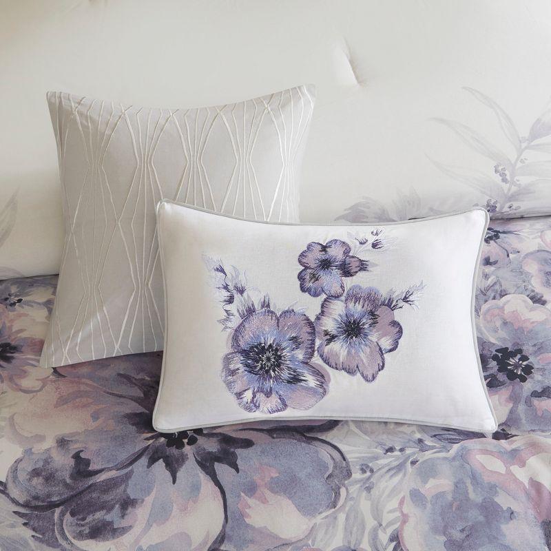 Purple Floral Cotton Queen 7-Piece Comforter Set