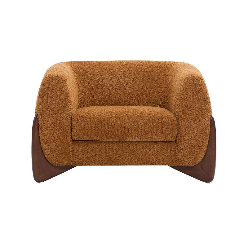 Christopher Knight Home Raymond Birch Wood Boucle Upholstered Club Chair, Caramel