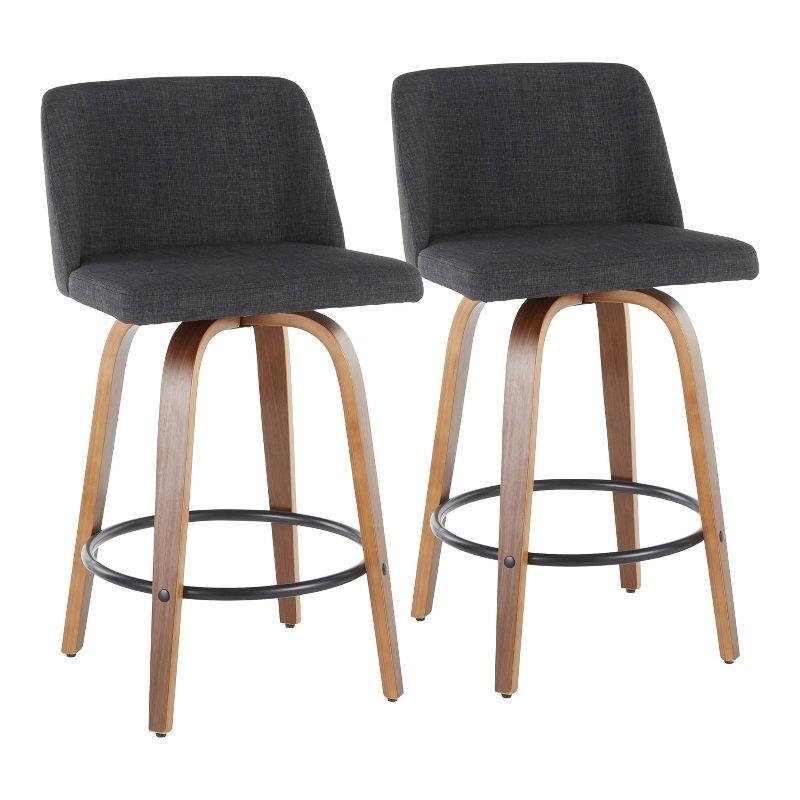 Set of 2 Toriano Mid-Century Modern Counter Height Barstools - LumiSource