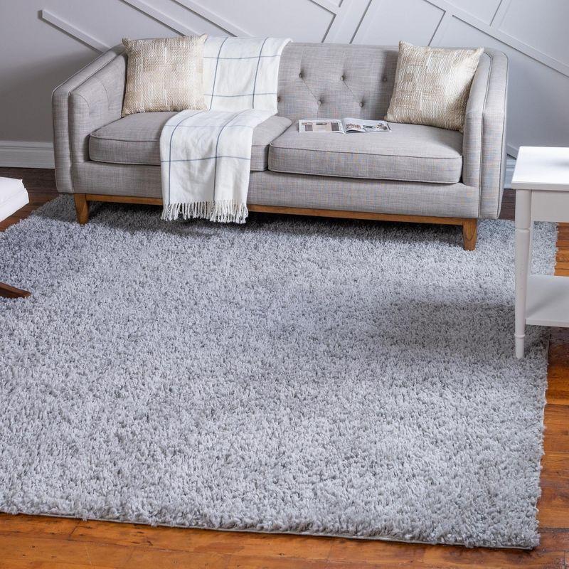 Davos Shag Sterling Gray 8' Square Synthetic Area Rug