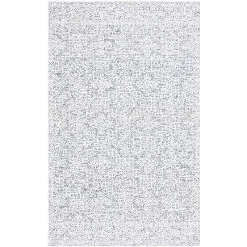 Gray Rectangular Tufted Wool and Synthetic Area Rug