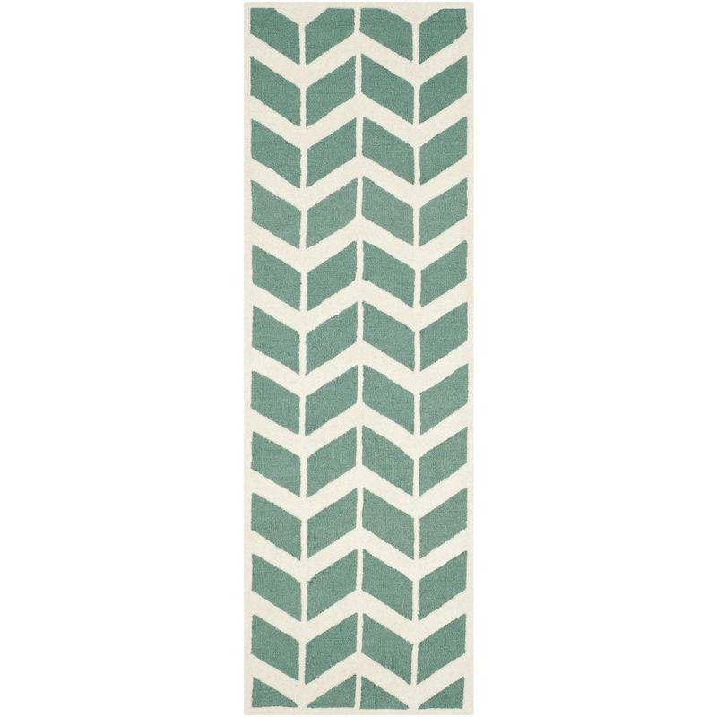 Cambridge CAM718 Tufted Indoor Runner Rug - Teal/Ivory - 2'6"x8' - Safavieh