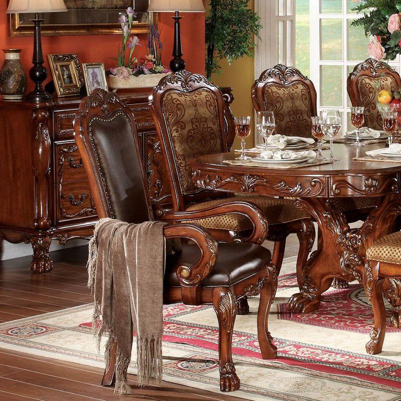 Acme Furniture Dresden Dining Chairs Brown Synthetic Leather/Cherry Oak Finish