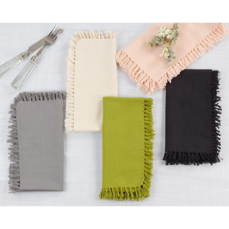 Saro Lifestyle Fringed Design Napkin, 20" Square (Set of 4), Kiwi, 20" x 20"