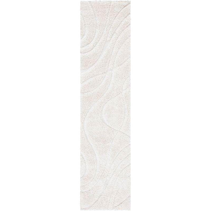 Florida Shag SG471 Power Loomed Indoor Runner Rug - Creme/Creme - 2'3"x9' - Safavieh
