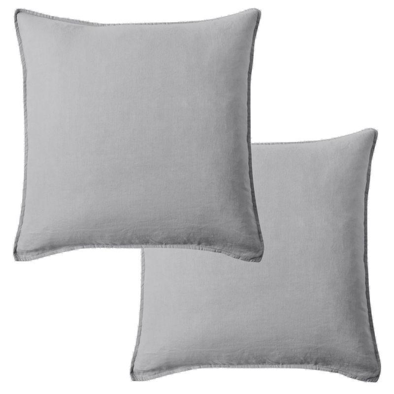 Light Grey Washed Linen Standard Pillow Cover Set