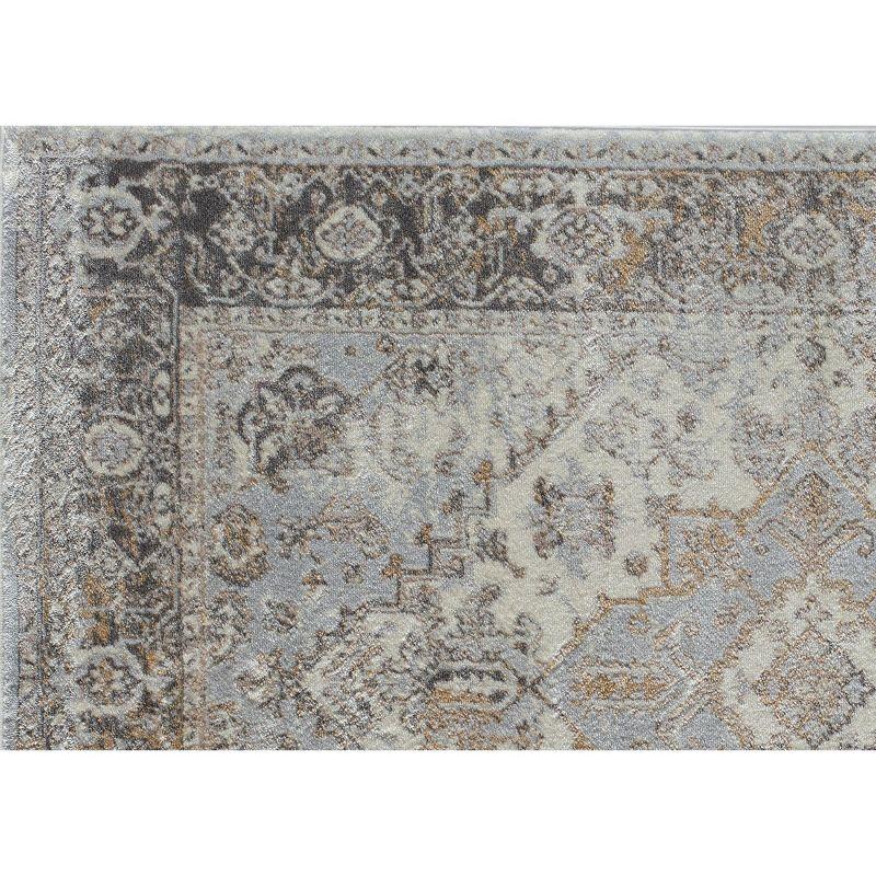 Gray and Cream 5' x 7' Stain-Resistant Synthetic Area Rug