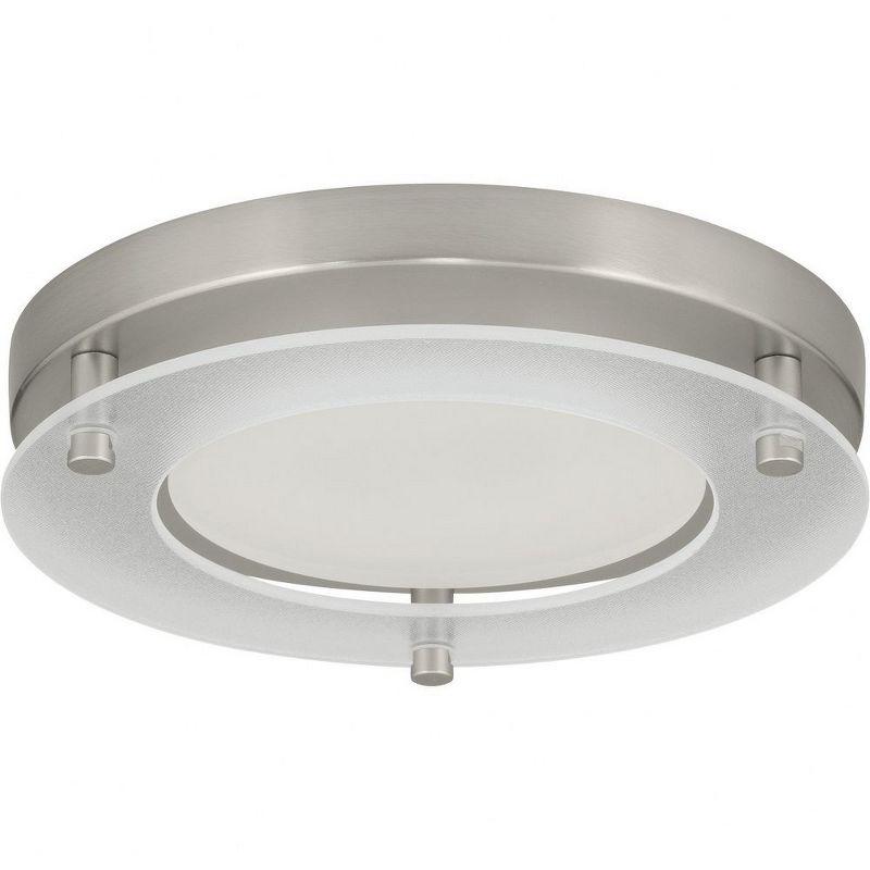 Progress Lighting, Snap-In Collection, 1-Light Flush Mount, Brushed Nickel, Decorative Glass, Polycarbonate Material