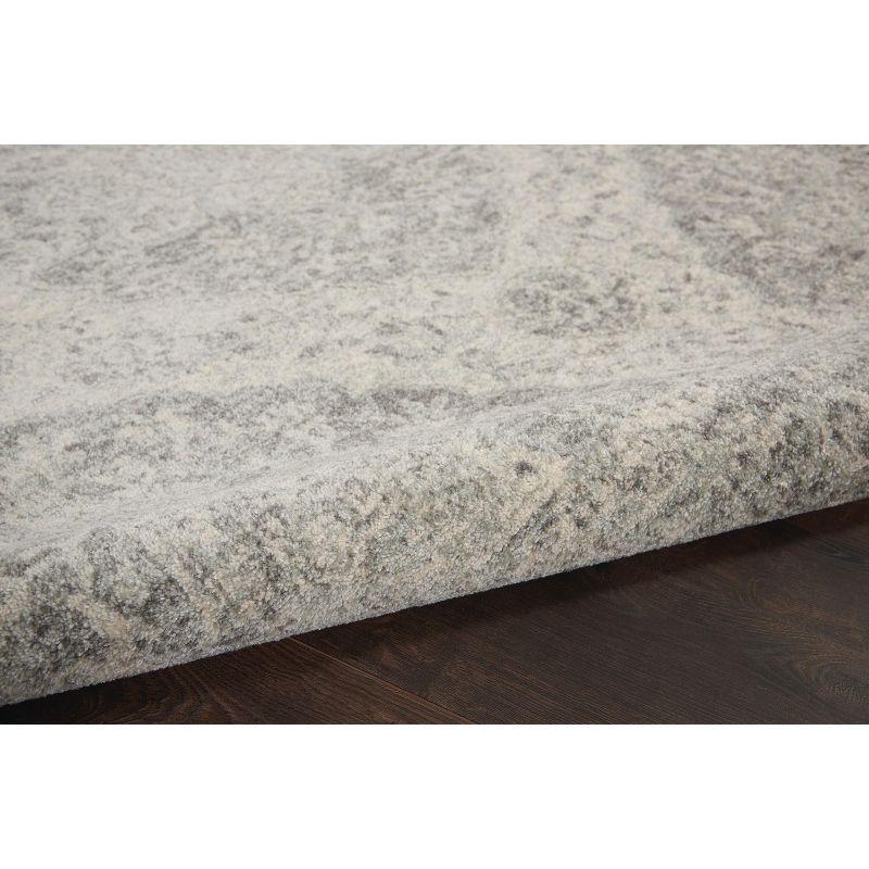 Ivory and Grey Synthetic Rectangular 4' x 6' Area Rug