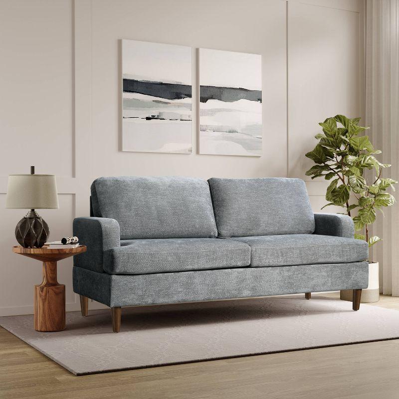 Gray Fabric Lawson Loveseat with Natural Wood Legs