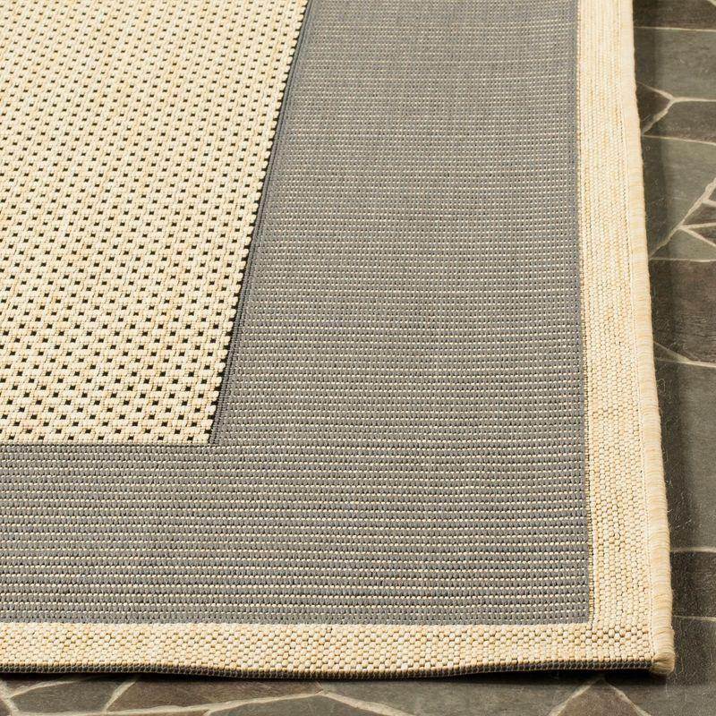 Reversible Gray Synthetic 4' Square Flat Woven Area Rug