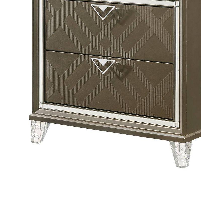 Skylar 32.9" Dark Champagne Retro Nightstand with Acrylic Legs