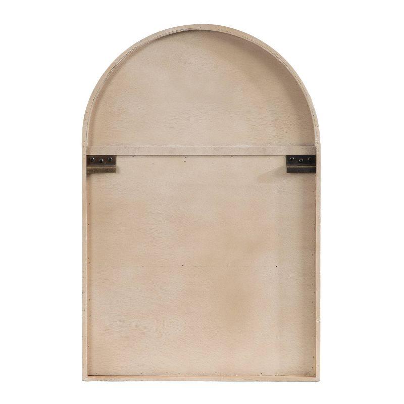 Natural Wood and Black Arched Wall Cabinet with Metal Door