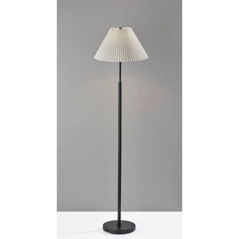 Adesso Jeremy Floor Lamp Black: 60.75" Metal with Linen Shade, 3-Way Rotary Switch, UL Listed