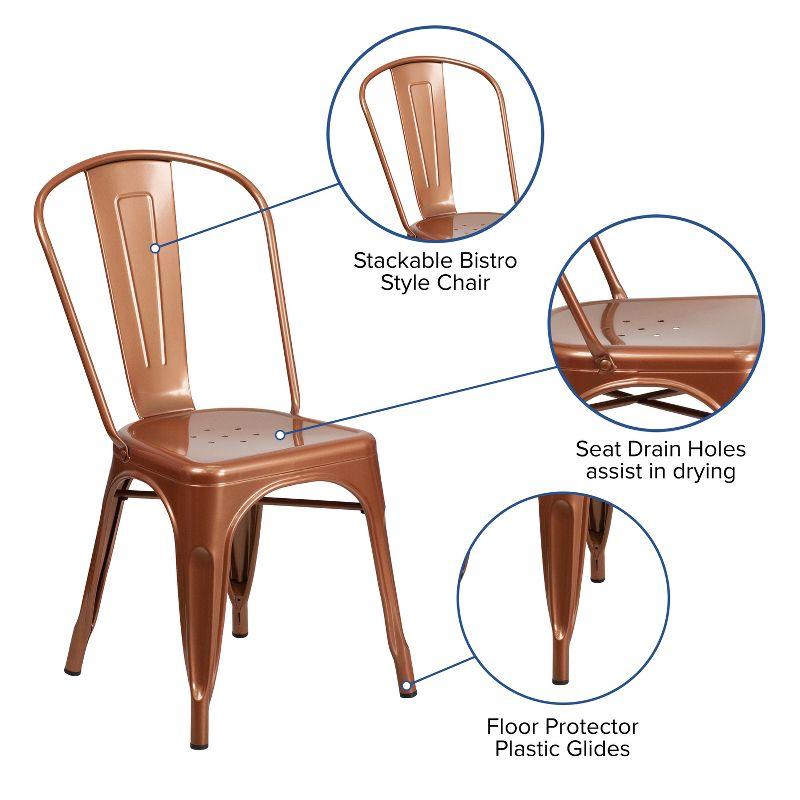Flash Furniture Commercial Grade Copper Metal Indoor-Outdoor Stackable Chair