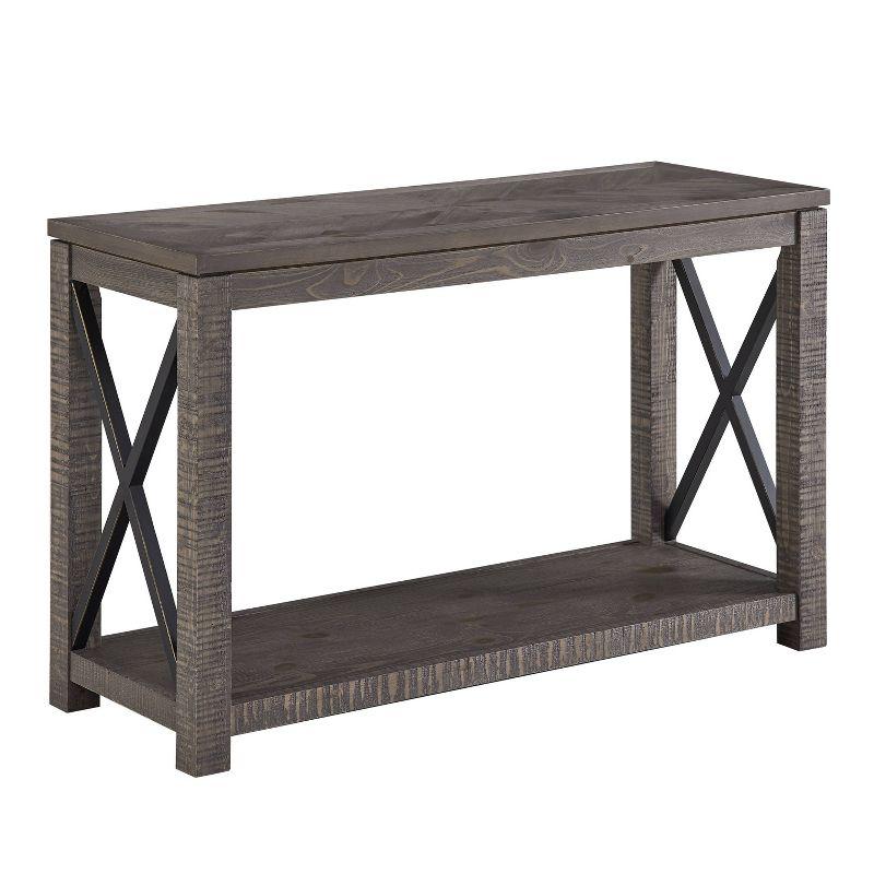 Dexter Sofa Table Distressed Gray - Steve Silver Co.: Rustic Style, Metal X Motif, Bottom Shelf