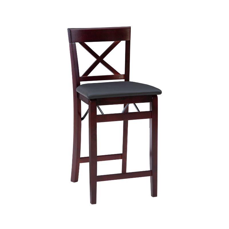 Triena 24" Dark Brown Faux Leather Folding Counter Stool