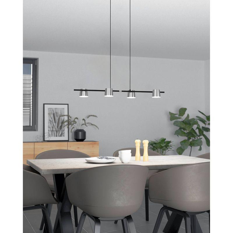 4-Light Altamira Linear Pendant Structured Black Finish with Matte Nickel Shade - EGLO: Contemporary Dining Room & Kitchen Hanging Fixture