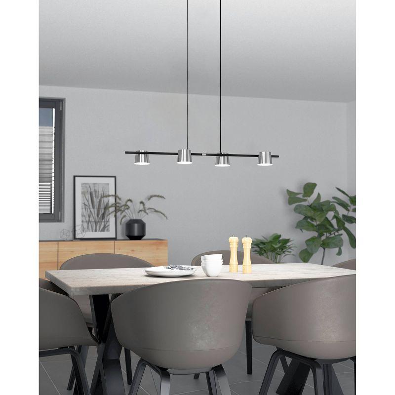 Matte Black and Nickel 4-Light LED Linear Pendant