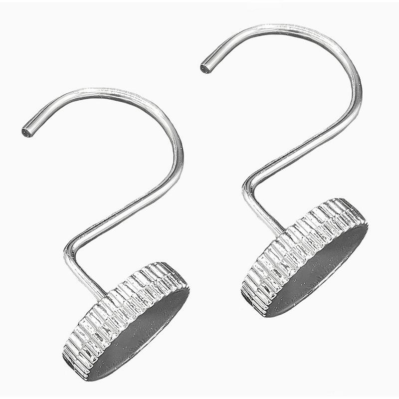 Home Mart Goods 12 Piece Set - Chrome Button Heavy Duty Shower Curtain Hooks Rings Rustproof Metal