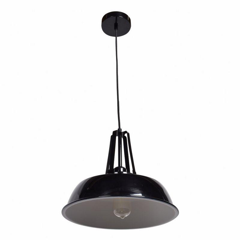 Nostalgia Matte Black 11" Industrial LED Pendant with White Glass