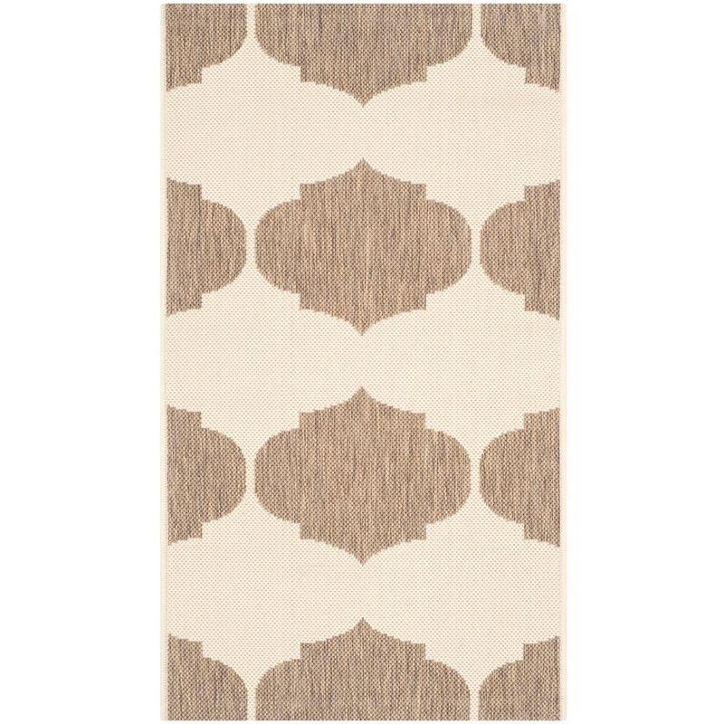 Courtyard CY6162 Power Loomed Indoor and Outdoor Accent Rug - Beige/Brown - 2'7"x5' - Safavieh