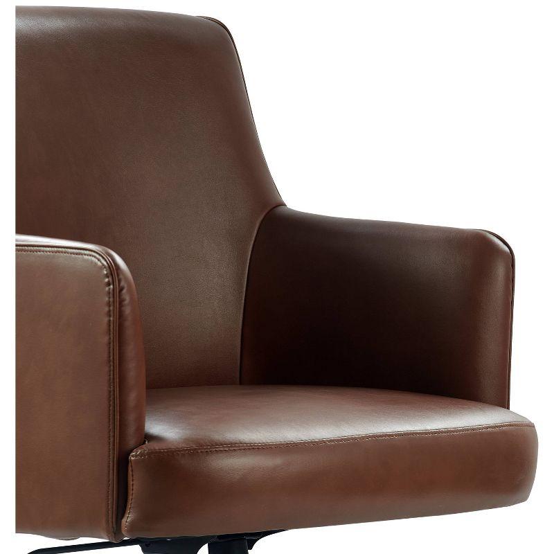 Modern Executive High-Back Swivel Office Chair in Cognac Brown Leather