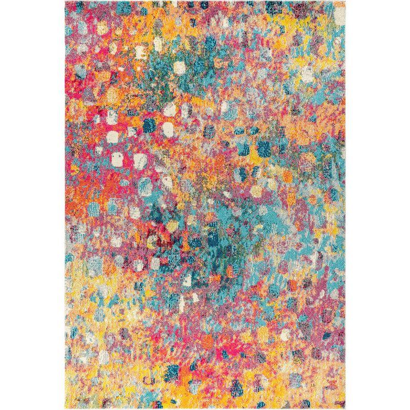 Multi-Color Abstract Synthetic 8x10 Area Rug