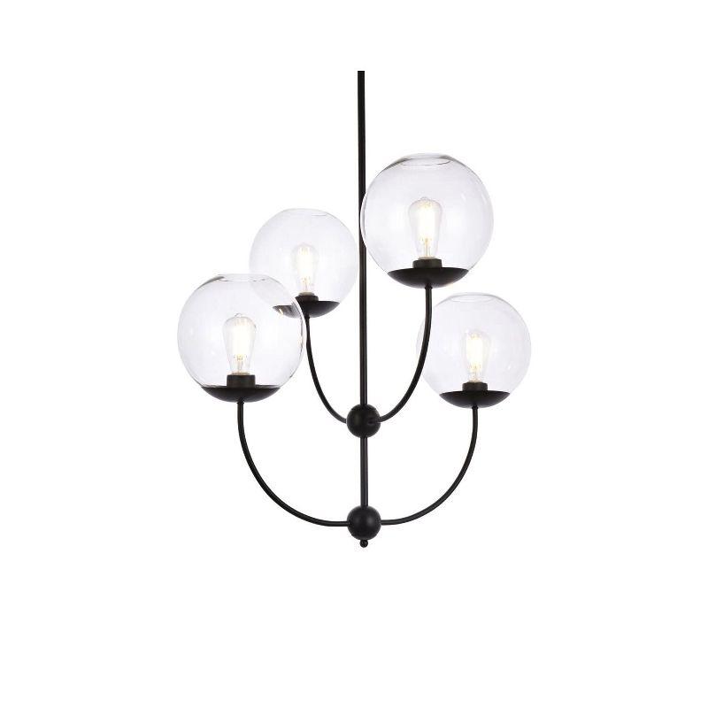 Elegant Lighting Lennon 31.5 inch pendant in black with clear shade
