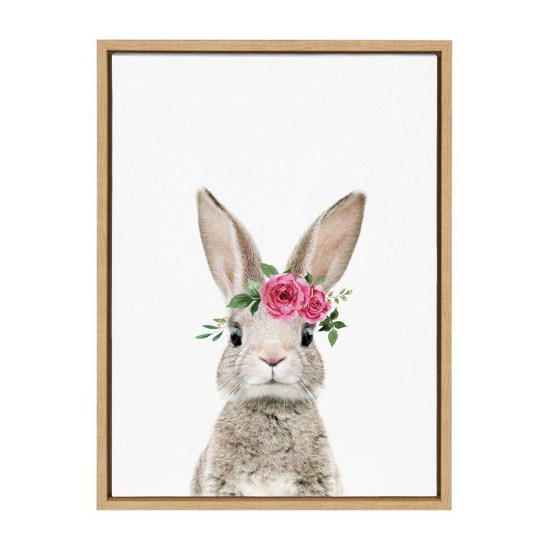 Kate & Laurel All Things Decor 18"x24" Sylvie Flower Crown Bunny Framed Wall Art by Amy Peterson Art Studio