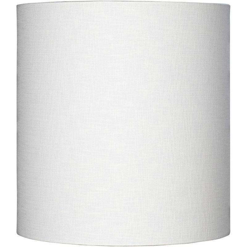 White Linen Tall Drum Lamp Shade with Chrome Fitter