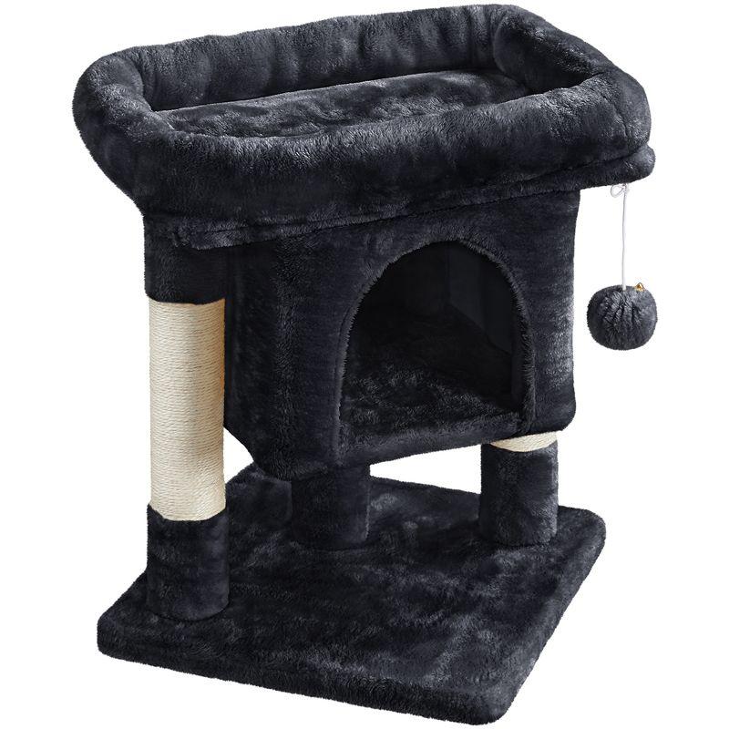 Yaheetech 23.5" Small Cat Tree Condo with Plush Perch - Black