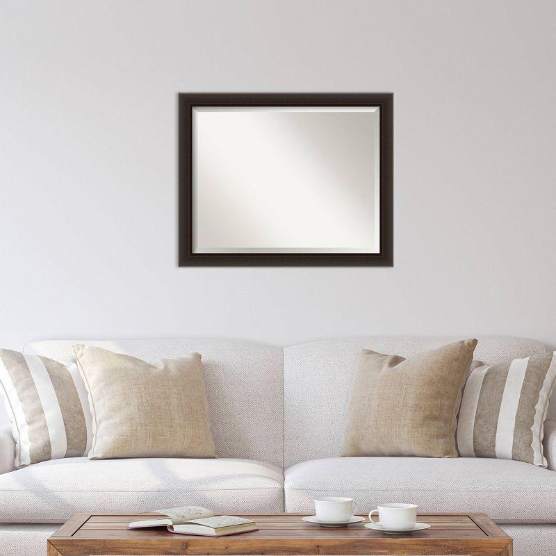 32" x 26" Beveled Romano Espresso Narrow Wood Wall Mirror - Amanti Art: Modern Rectangle, No Assembly Required