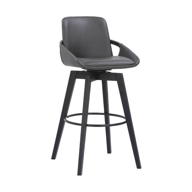 30" Baylor Faux Leather Wood Swivel Barstool Gray/Black - Armen Living