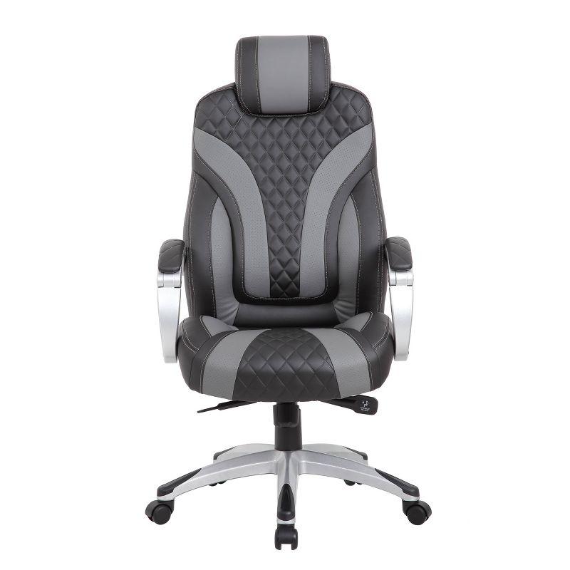 ErgoExecutive High-Back Swivel Chair in Black and Gray Leather