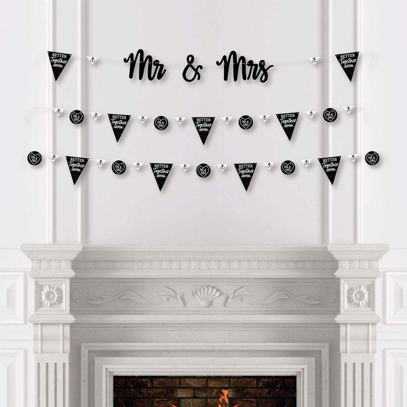 Big Dot of Happiness Mr. and Mrs. - Black & White Wedding or Bridal Shower Letter Banner Decoration - 36 Banner Cutouts & Mr. and Mrs. Banner Letters