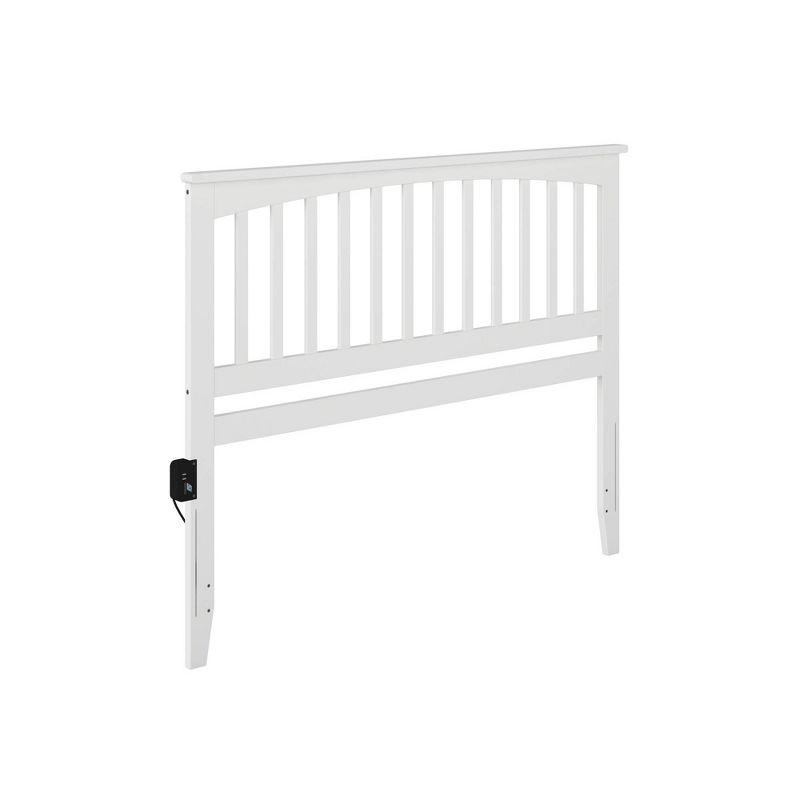 King Mission Headboard White - AFI: Wood Crown Molding, USB Charger, Bed Frame Mounted