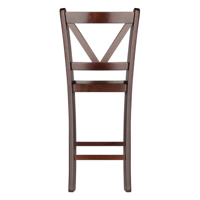 24" Set of 2 Victor V-Back Counter Height Barstool Wood/Walnut - Winsome