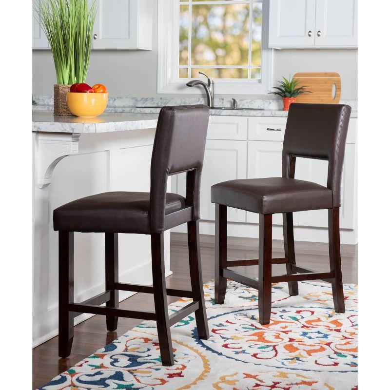 24" Vega Padded Counter Height Barstool with Ergonomic Footrest & Espresso Finish - Linon