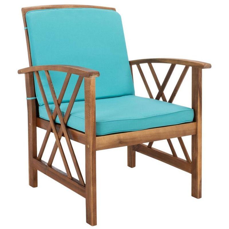 Luxurious Acacia Wood 4-Person Outdoor Conversation Set with Aqua Cushions