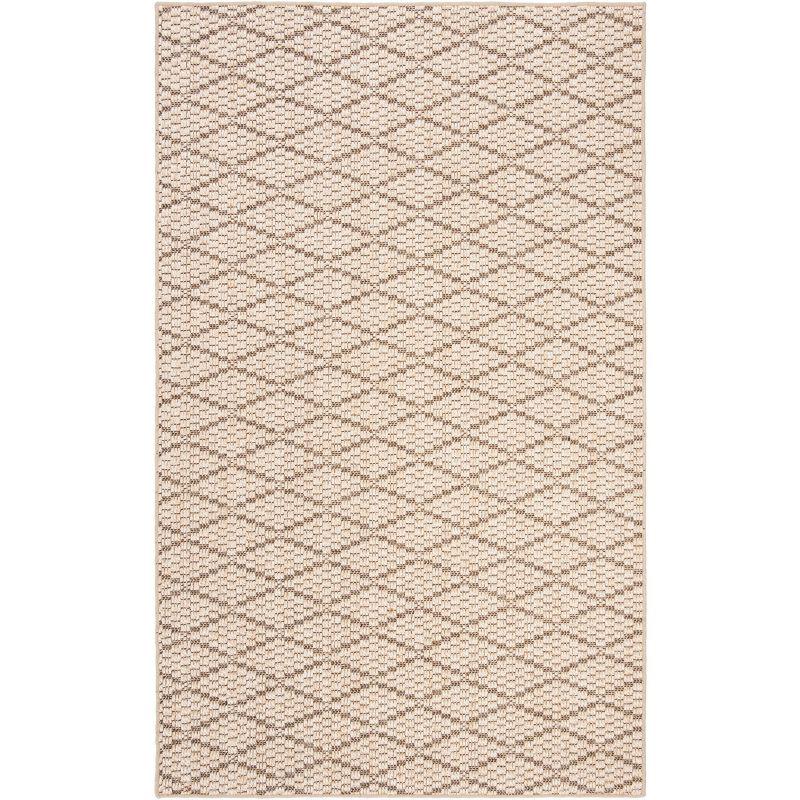 Beige and Brown Geometric Sisal Area Rug, 5' x 8'