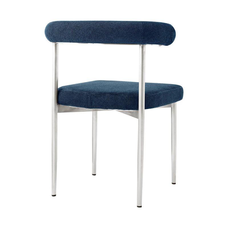 Armen Living Set of 2 Shannon Brushed Stainless Steal and Fabric Dining Chairs Blue