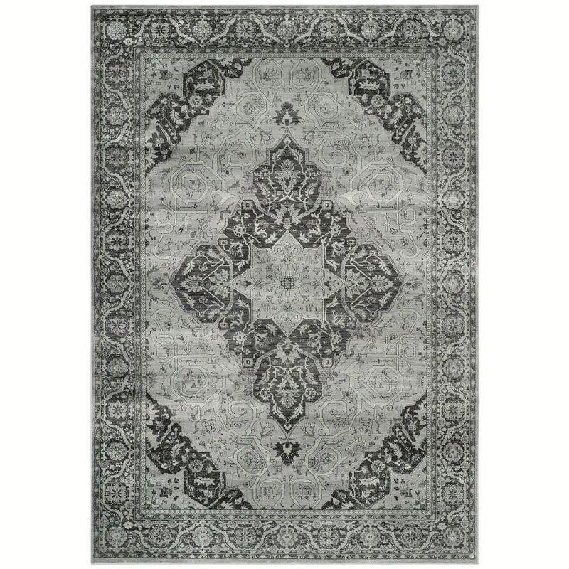 Reversible Vintage Blue Viscose Area Rug - 59" x 5"