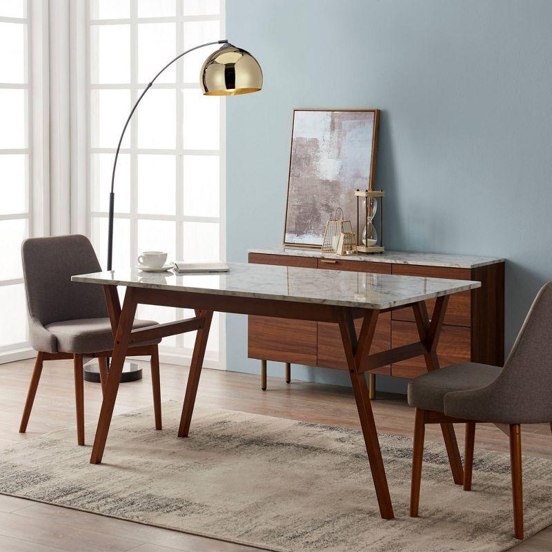 Ashton Rectangular Dining Table: Non-Extension, Trapezoid Base, Modern Style - Teamson Home