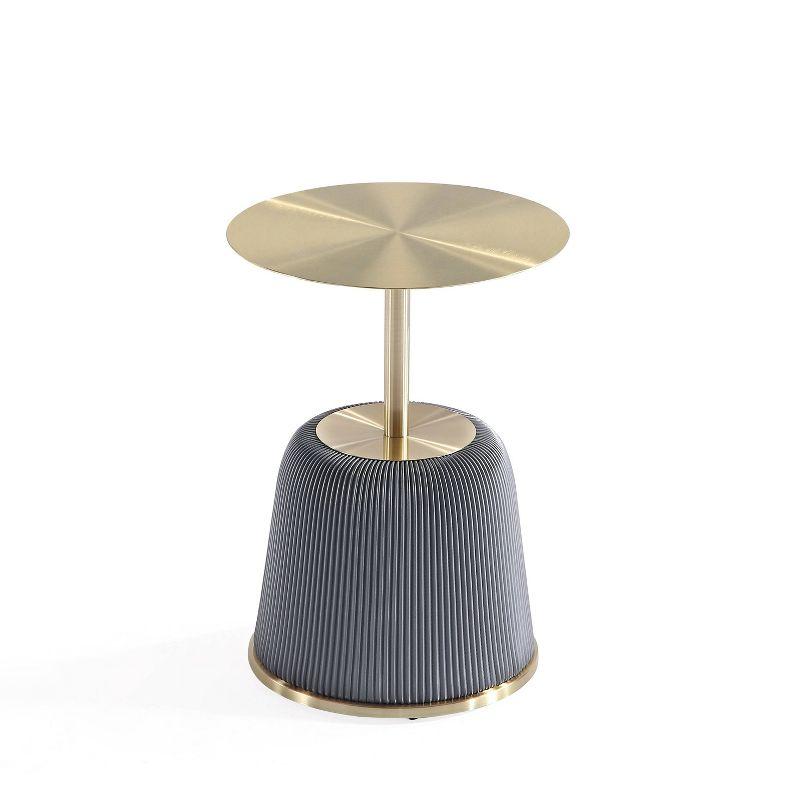 Manhattan Comfort Anderson Modern Leatherette Upholstered End Table with Gold Tabletop Gray: Stainless Steel, No Assembly Required