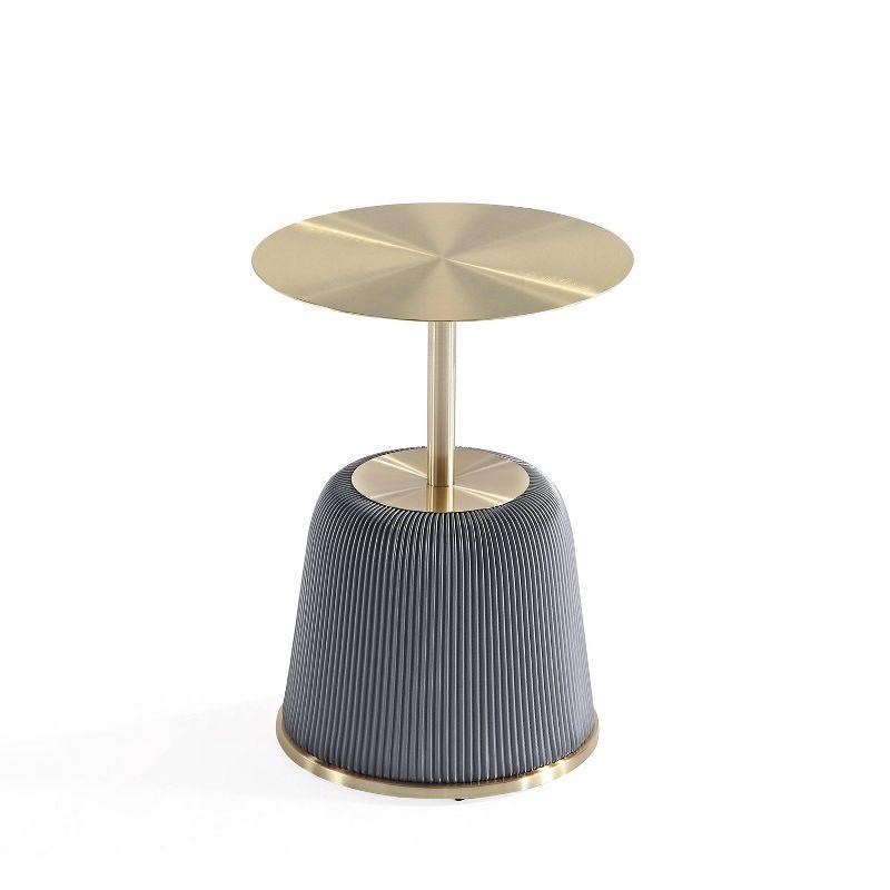 Manhattan Comfort Anderson Modern Leatherette Upholstered End Table with Gold Tabletop