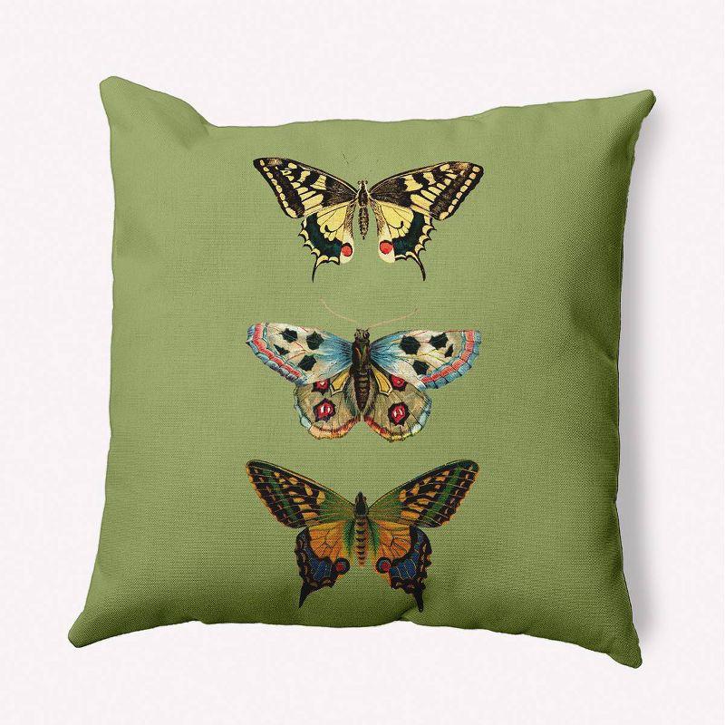 16"x16" Butterflies Square Throw Pillow Green - e by design