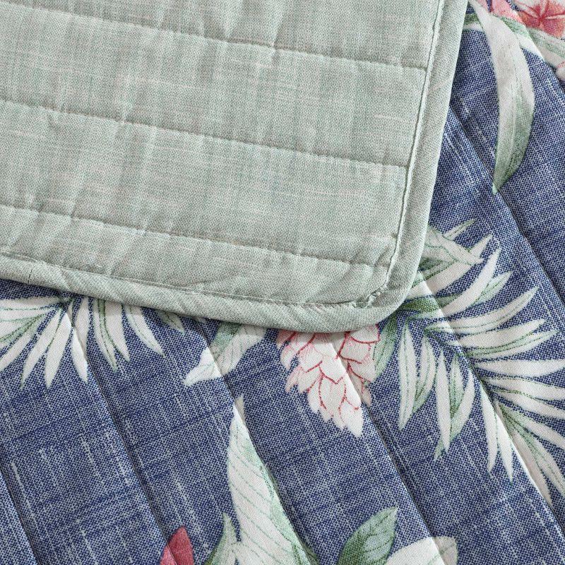 Eddie Bauer Tommy Bahama Floral Enchantment Cotton Reversible Blue Quilt Set