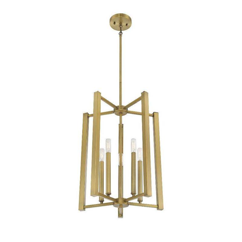 Greyleigh™ Brenton 5 - Light Lantern Square / Rectangle Pendant in Warm Brass