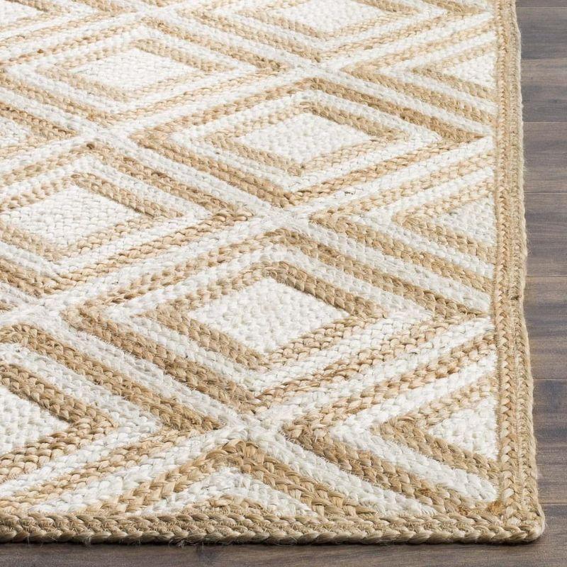 Ivory Natural Jute 6' Square Handwoven Reversible Area Rug